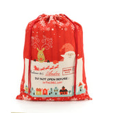 Large Red Linen Christmas Gift Sack with Drawstring – 50 x 66 cm